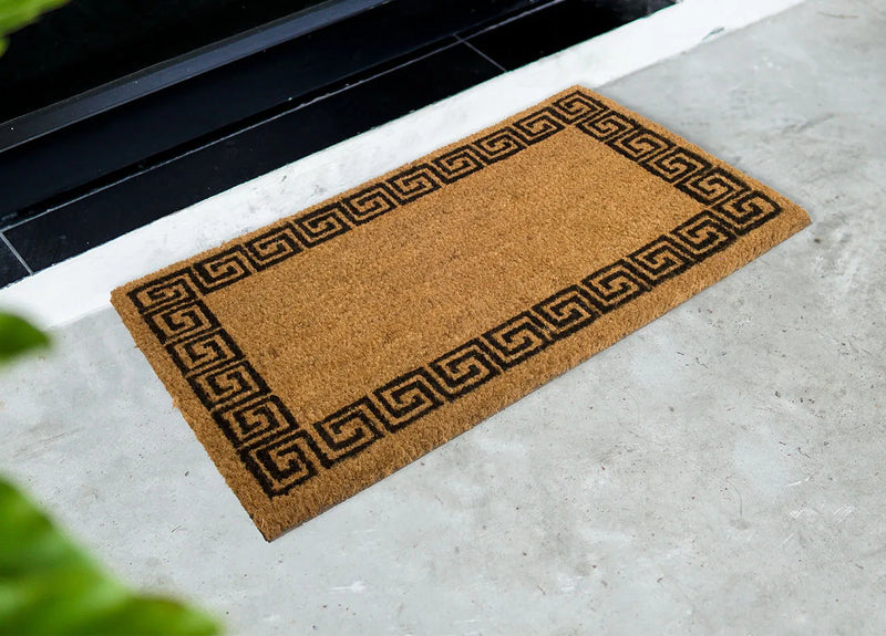 Greek Key Coir Door Mat - Durable, Weather-Resistant, Anti-Slip