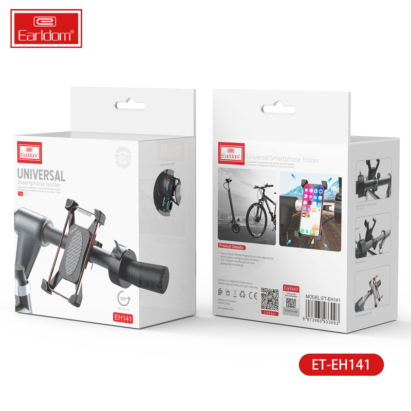 Earldom EH141 Universal Bike Smartphone Holder - 360° Rotation, Secure Grip, Easy Installation