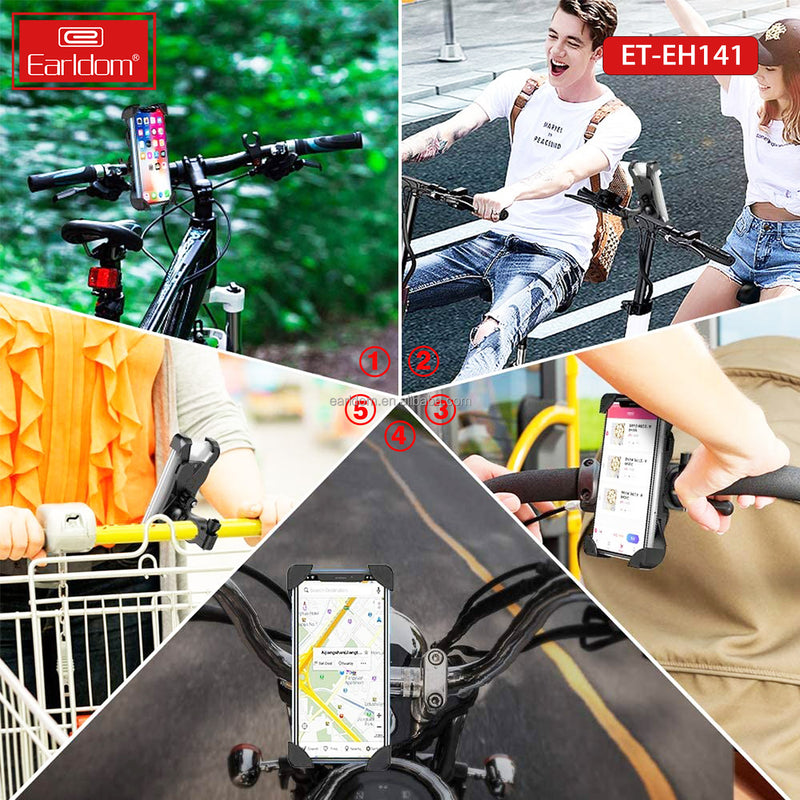 Earldom EH141 Universal Bike Smartphone Holder - 360° Rotation, Secure Grip, Easy Installation