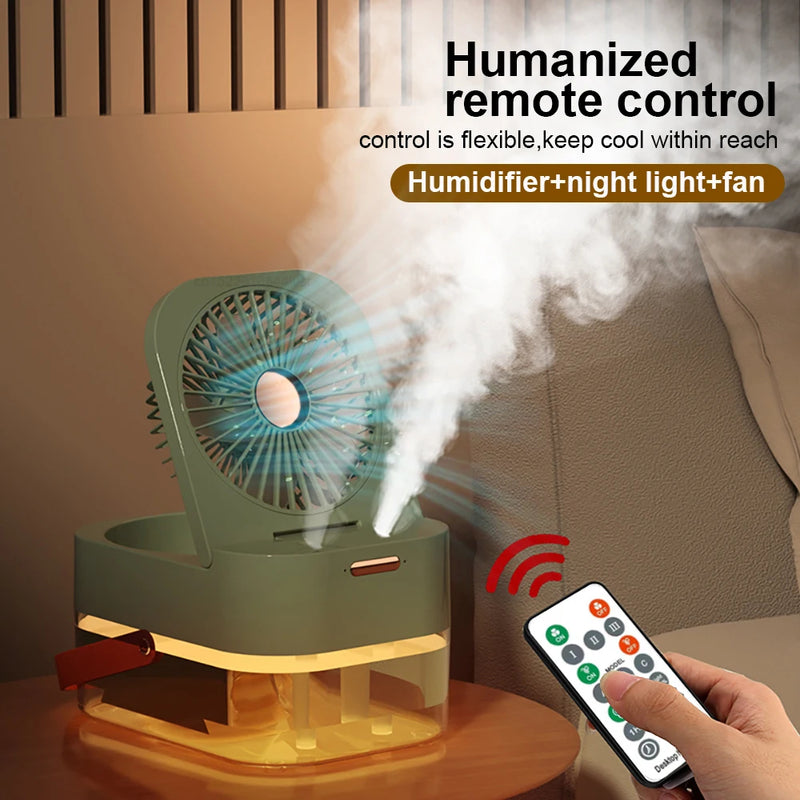 Air Humidifier Fan Portable Air Cooler Desktop Fans Wireless Air Circulator Cooling Spray Fan With Night Light Rechargeable