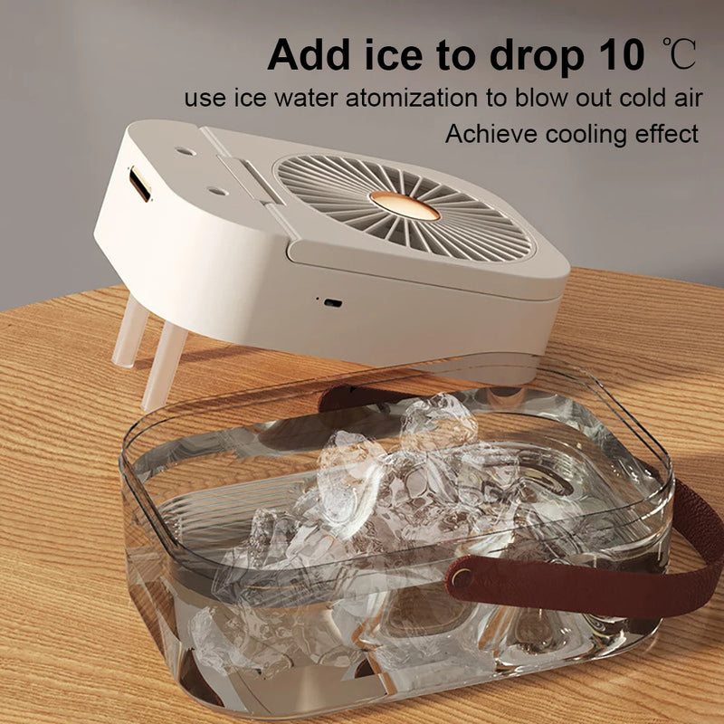 Air Humidifier Fan Portable Air Cooler Desktop Fans Wireless Air Circulator Cooling Spray Fan With Night Light Rechargeable