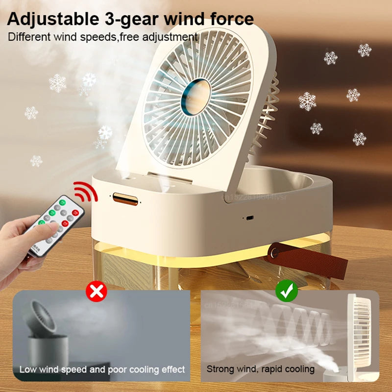 Air Humidifier Fan Portable Air Cooler Desktop Fans Wireless Air Circulator Cooling Spray Fan With Night Light Rechargeable