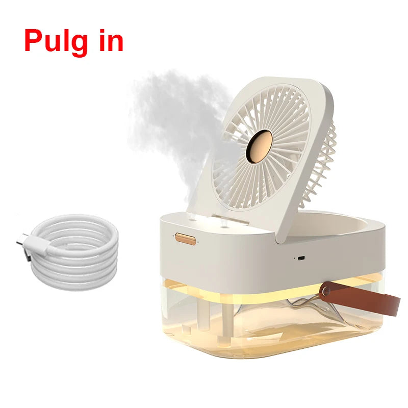 Air Humidifier Fan Portable Air Cooler Desktop Fans Wireless Air Circulator Cooling Spray Fan With Night Light Rechargeable