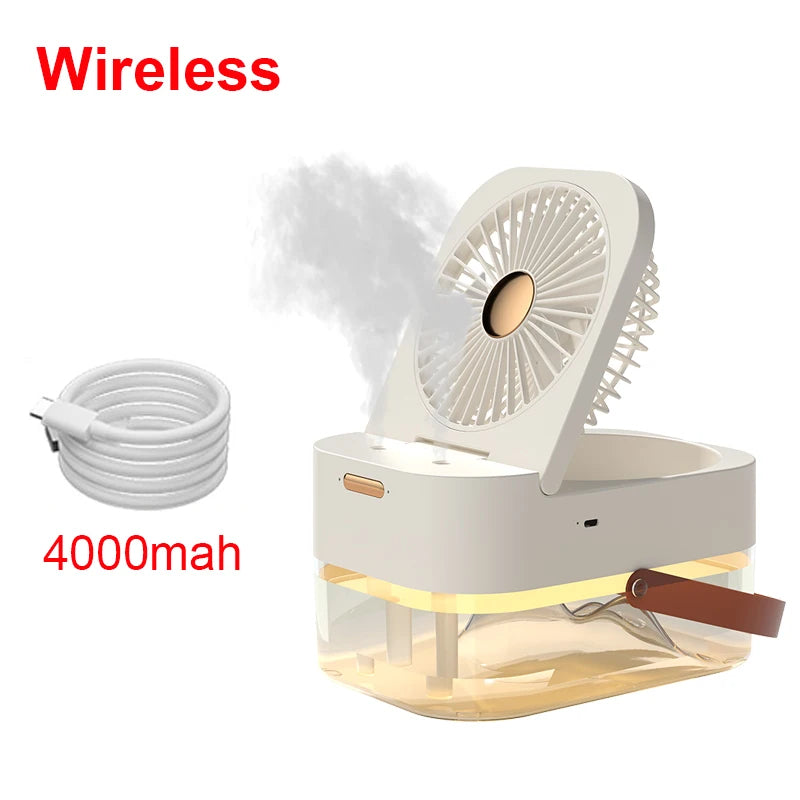 Air Humidifier Fan Portable Air Cooler Desktop Fans Wireless Air Circulator Cooling Spray Fan With Night Light Rechargeable