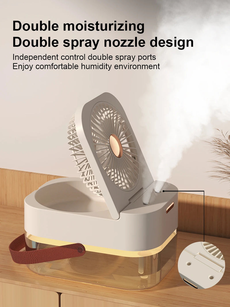 Air Humidifier Fan Portable Air Cooler Desktop Fans Wireless Air Circulator Cooling Spray Fan With Night Light Rechargeable