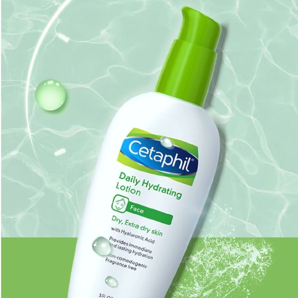 Cetaphil Daily Hydrating Lotion 3oz (88ml) – Lightweight Moisturizer with Hyaluronic Acid for Dry, Extra Dry Skin