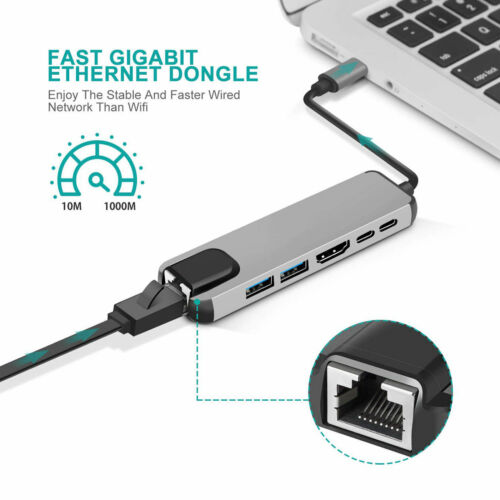 Type-C Hub with LAN, USB, and 4K HDMI