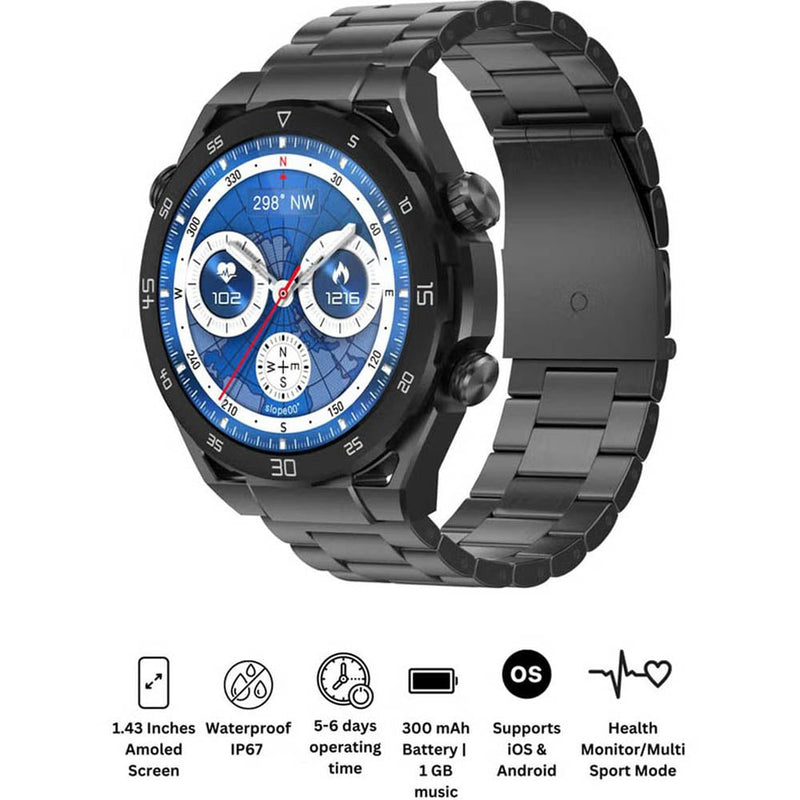 GT8 Smart Watch with AMOLED Round Screen and Steel Strap