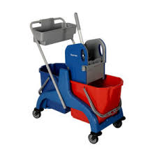 "PLASTIC DOUBLE BUCKET MOPPING TROLLEY, FUN,  w/Basket, WITH HUNT1S WHE75ELS-FAIR EUROPE"