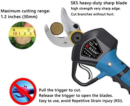 Electric Pruning Shears, Professional Cordless Electric Pruner, Battery Powered Tree Branch Cutter with 2pcs 2Ah Battery, 1.26 Inch Cutting Diameter, 8-10 Working Hours