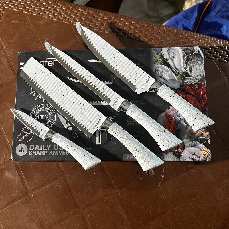 Zepter 6 Pieces Knife Set- Stainless Steel-With Strong Non-Stick Coating -Unique Design