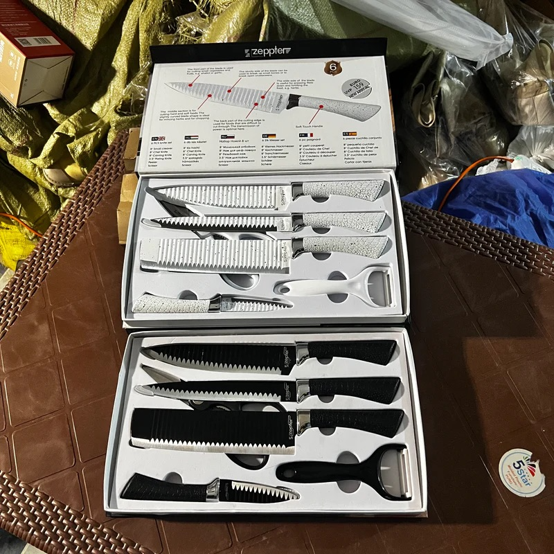 Zepter 6 Pieces Knife Set- Stainless Steel-With Strong Non-Stick Coating -Unique Design