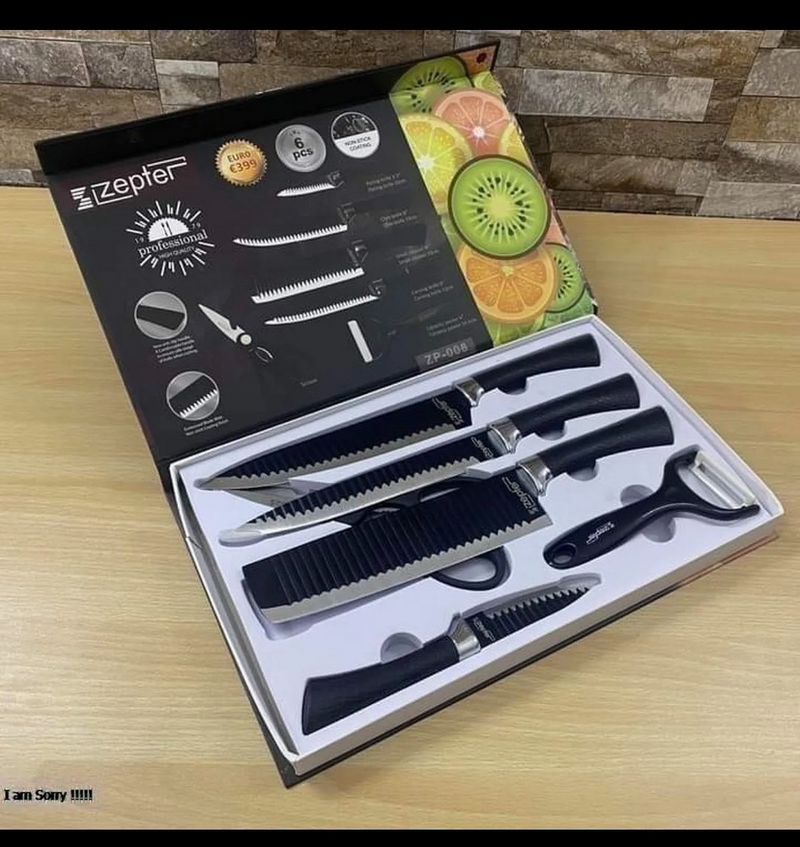 Zepter 6 Pieces Knife Set- Stainless Steel-With Strong Non-Stick Coating -Unique Design