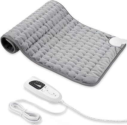 Heating Electric Pad for Back, Shoulders, Abdomen, Legs, Arms, Electric Heating Pad with Heat Settings, Auto Shut Off (12" x 24''), Silver Gray