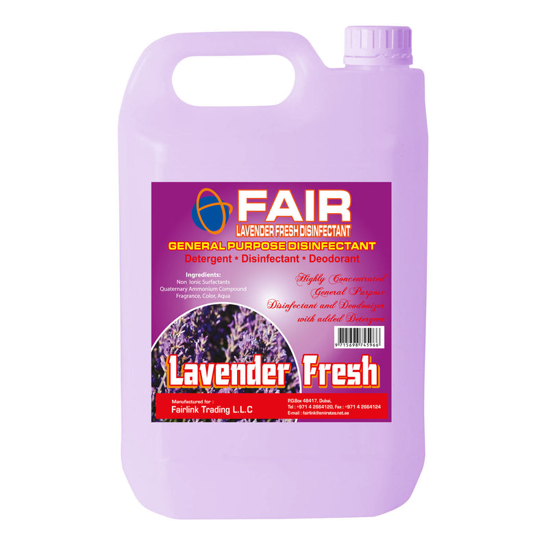 Fair Lavender Fresh Disinfectant - 4x5L, Multi-Purpose Cleaner