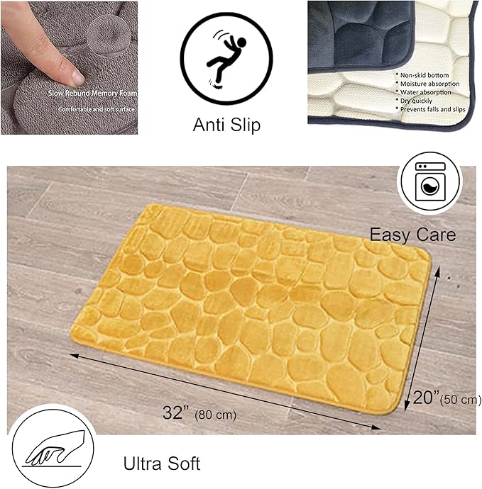 Golden Pebble Bathroom Mat - Soft, Absorbent, Non-Slip