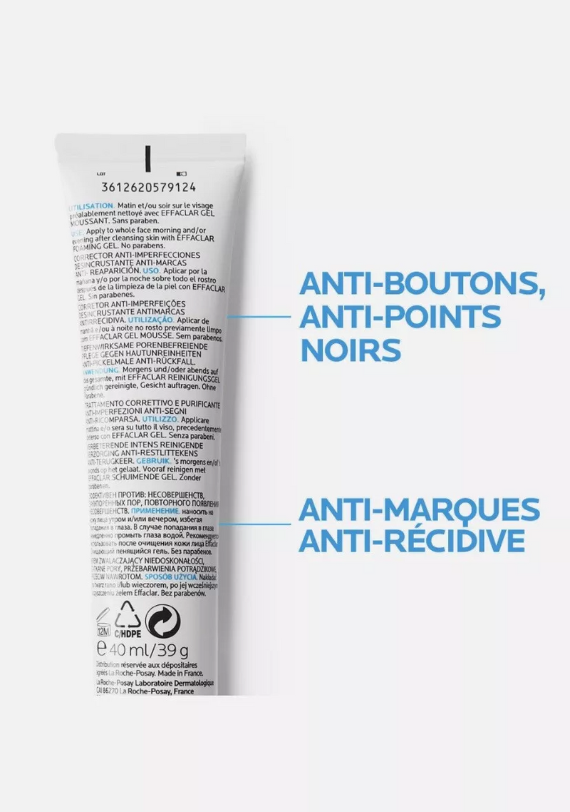 La Roche Posay Effaclar Duo [+] Unifiant Medium (40ml) - Repairing Cream with Color, Acne