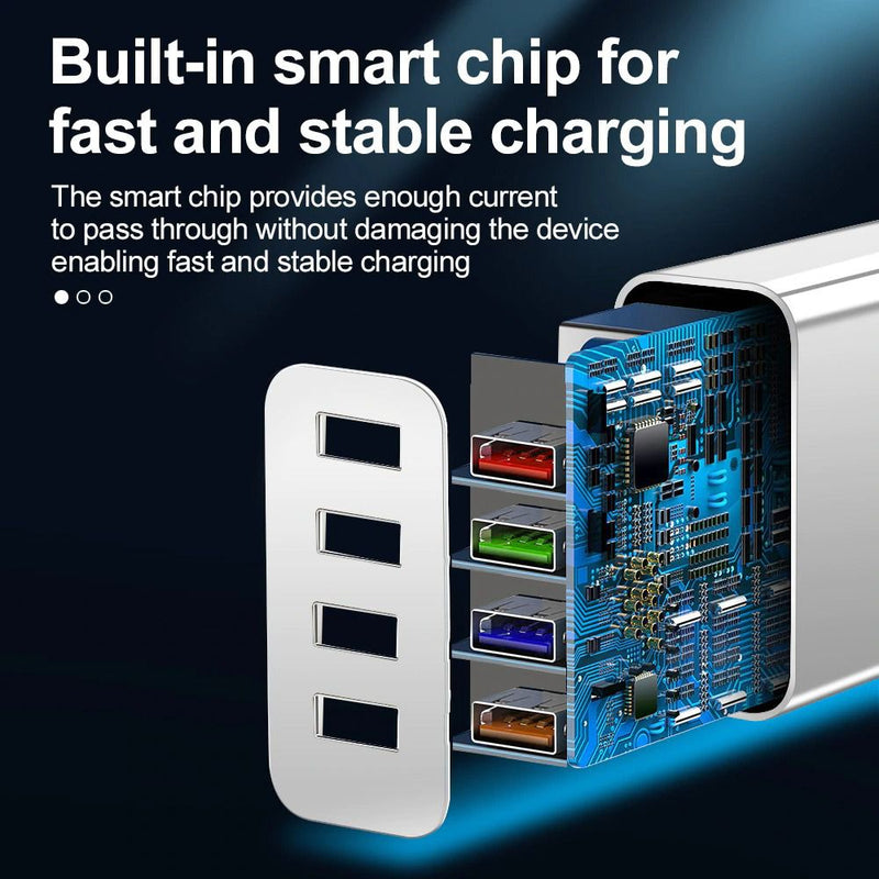 KeKe-915 4-USB Smart Charger - Multi-Port Charging, Quick Charge 3.0, Compact Design, Perfect for Travel